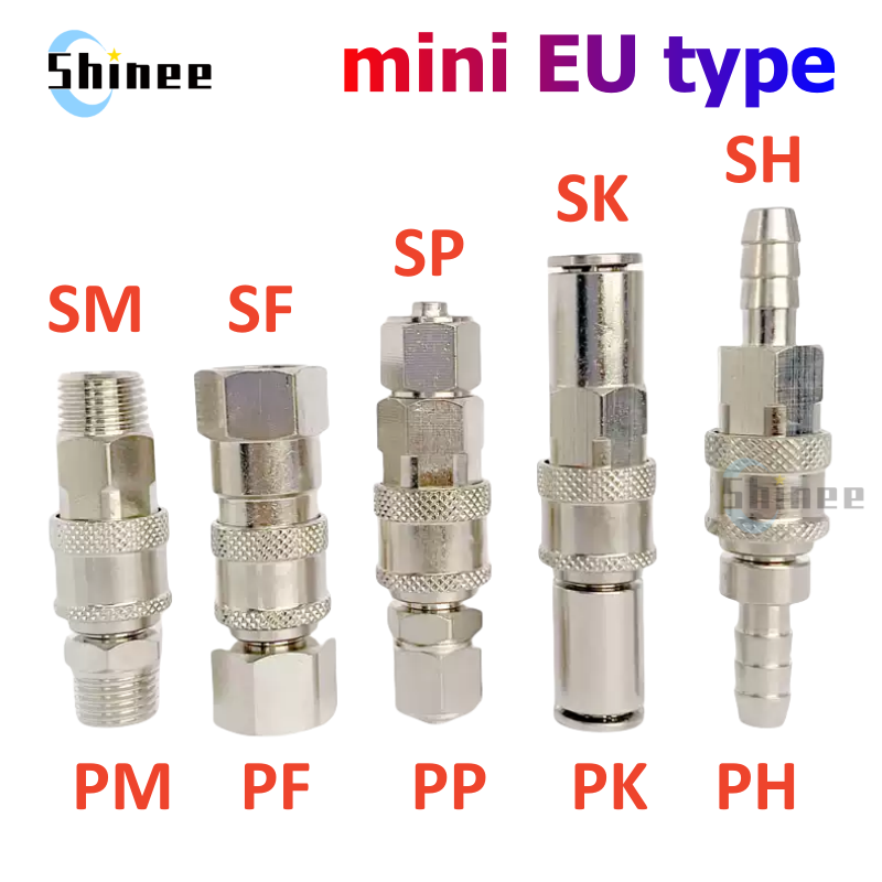 Compression Fitting Brass - EU Volledig koperen vernikkelde mini-luchtslang Snelkoppeling
